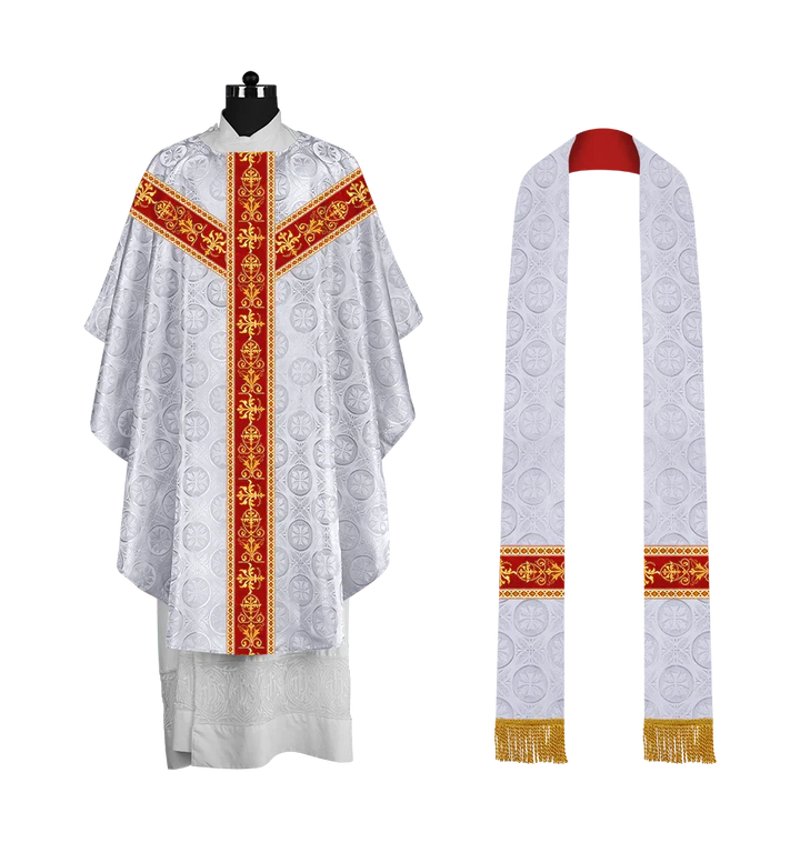 Elegant Gothic Chasuble with Embroidered Motif & Y-type Orphrey