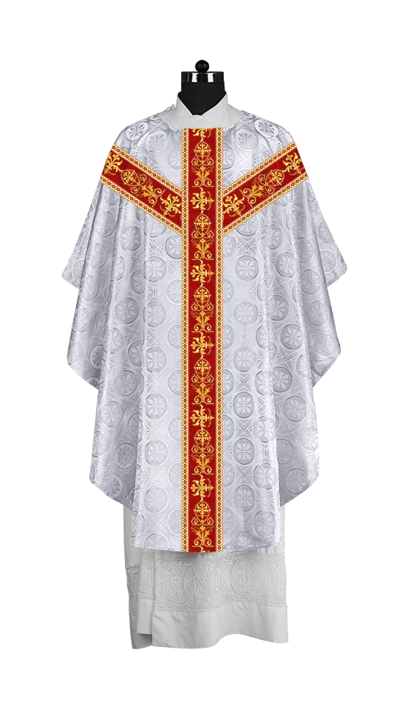 Elegant Gothic Chasuble with Embroidered Motif & Y-type Orphrey