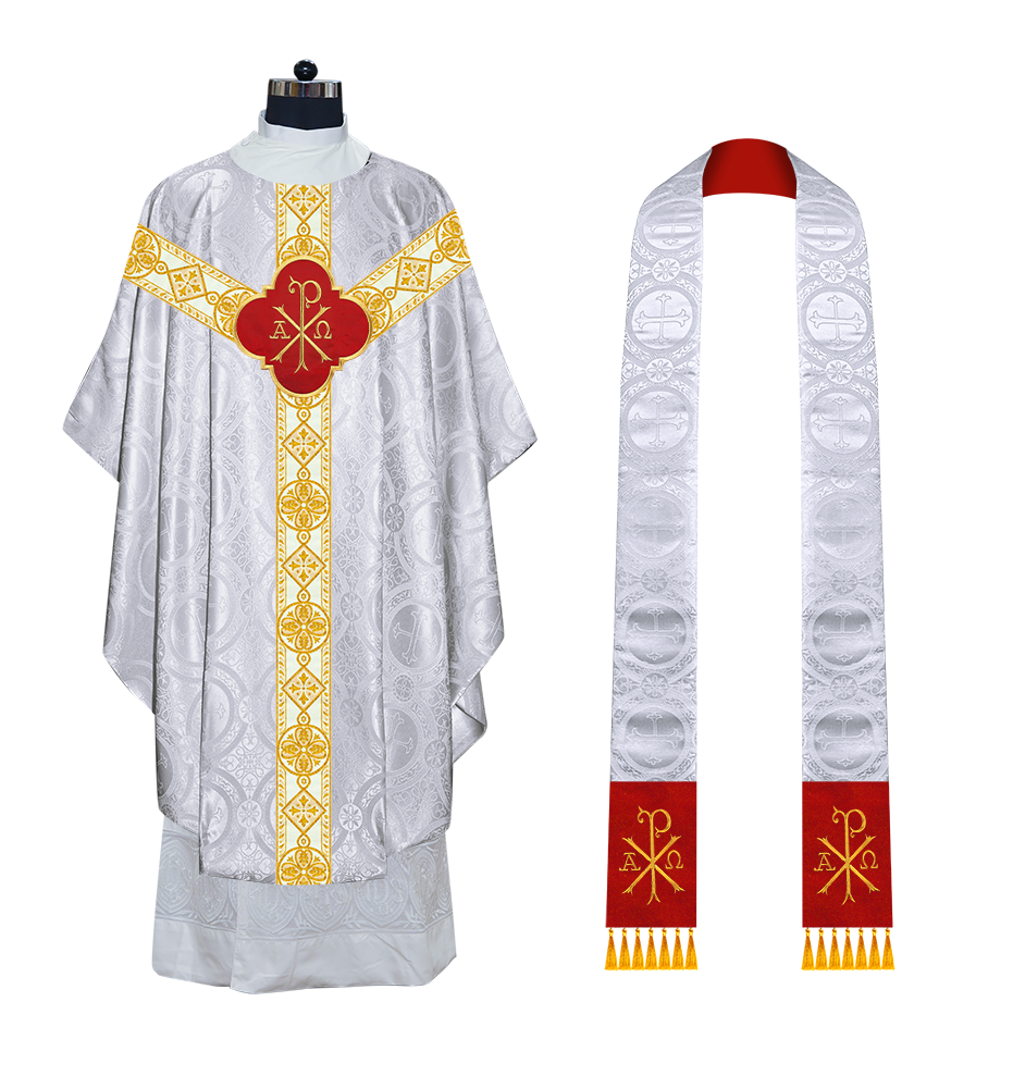 Gothic Chasuble Vestment with Motif and Trims