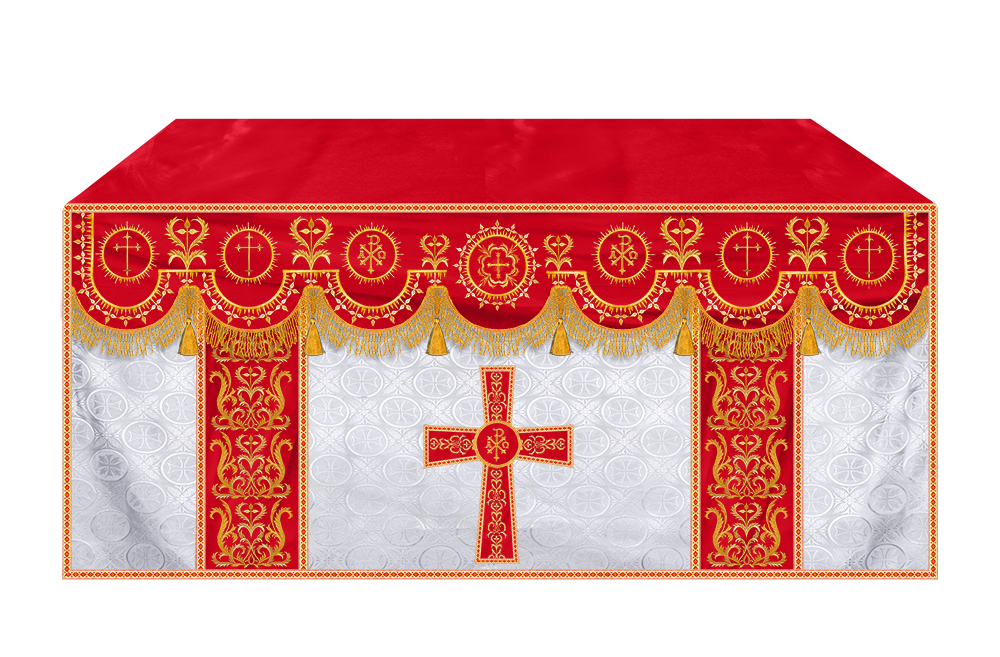 Embroidered Altar Frontal with Ornate Orphrey & Cross Design