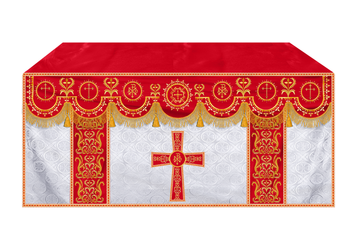 Embroidered Altar Frontal with Ornate Orphrey & Cross Design