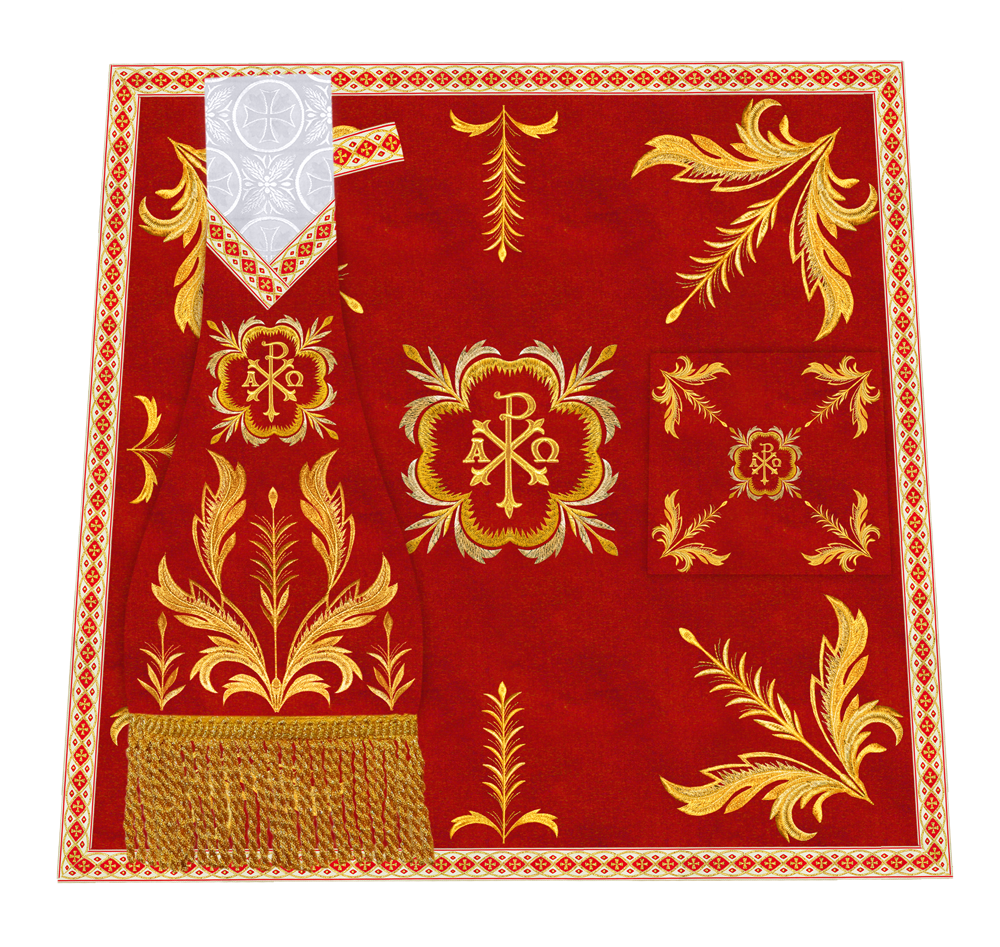 Altar Table Cloth with Fine Embroidered Trims & Spiritual Motifs