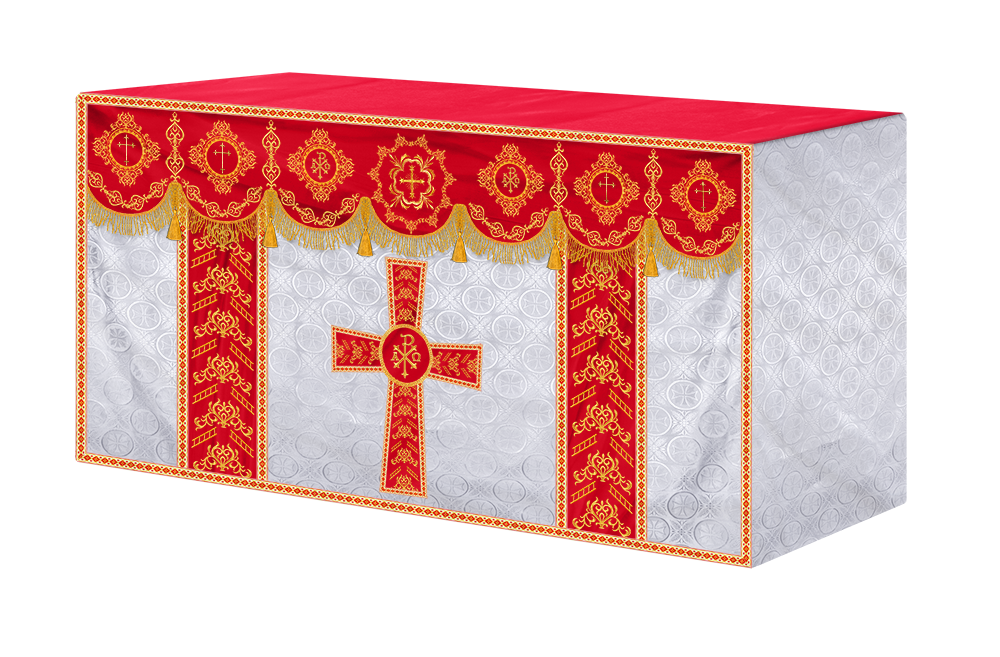 Elegant Altar Cloth with Intricate Orphrey Embroidery & Motif