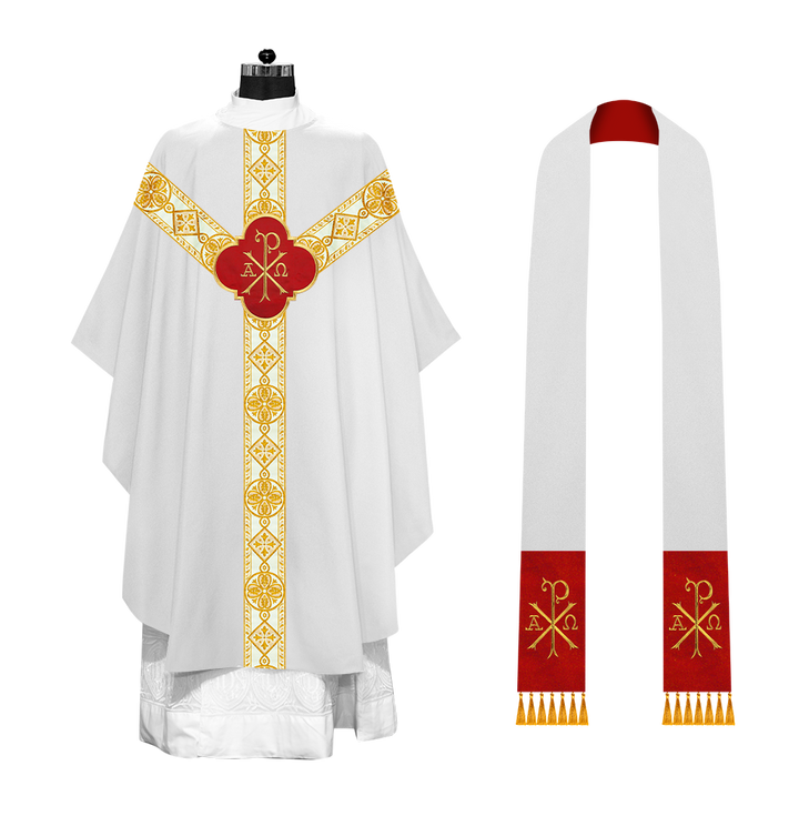 Gothic Chasuble Vestment with Motif and Trims