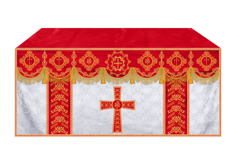 Elegant Altar Cloth with Intricate Orphrey Embroidery & Motif