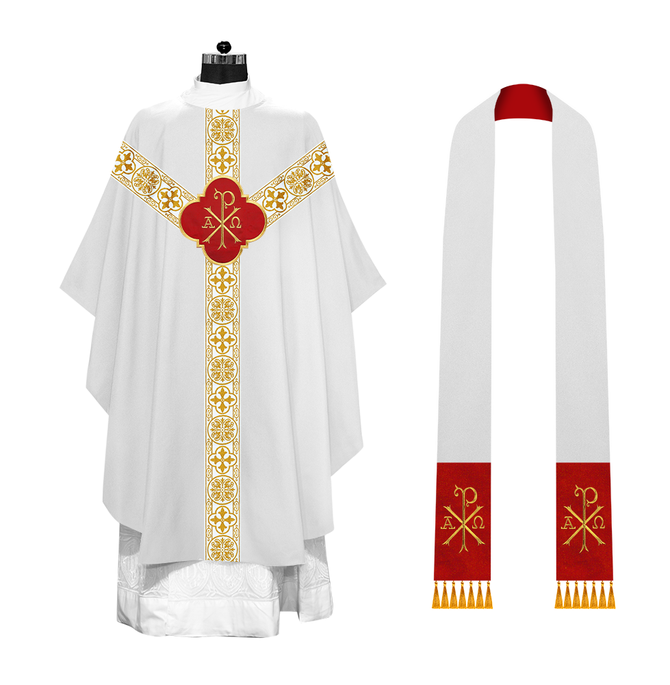 Gothic Chasuble with Embroidered Motif and Orphrey