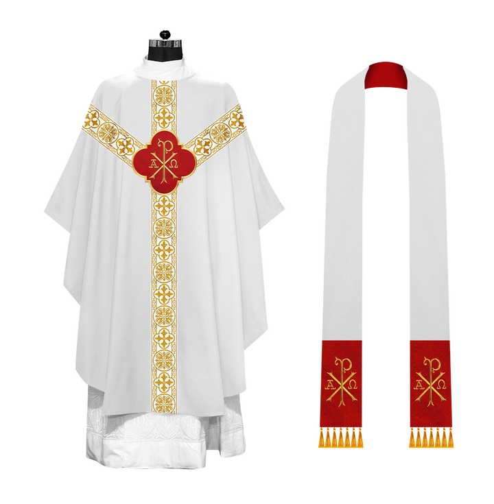 Gothic Chasuble with Embroidered Motif and Orphrey