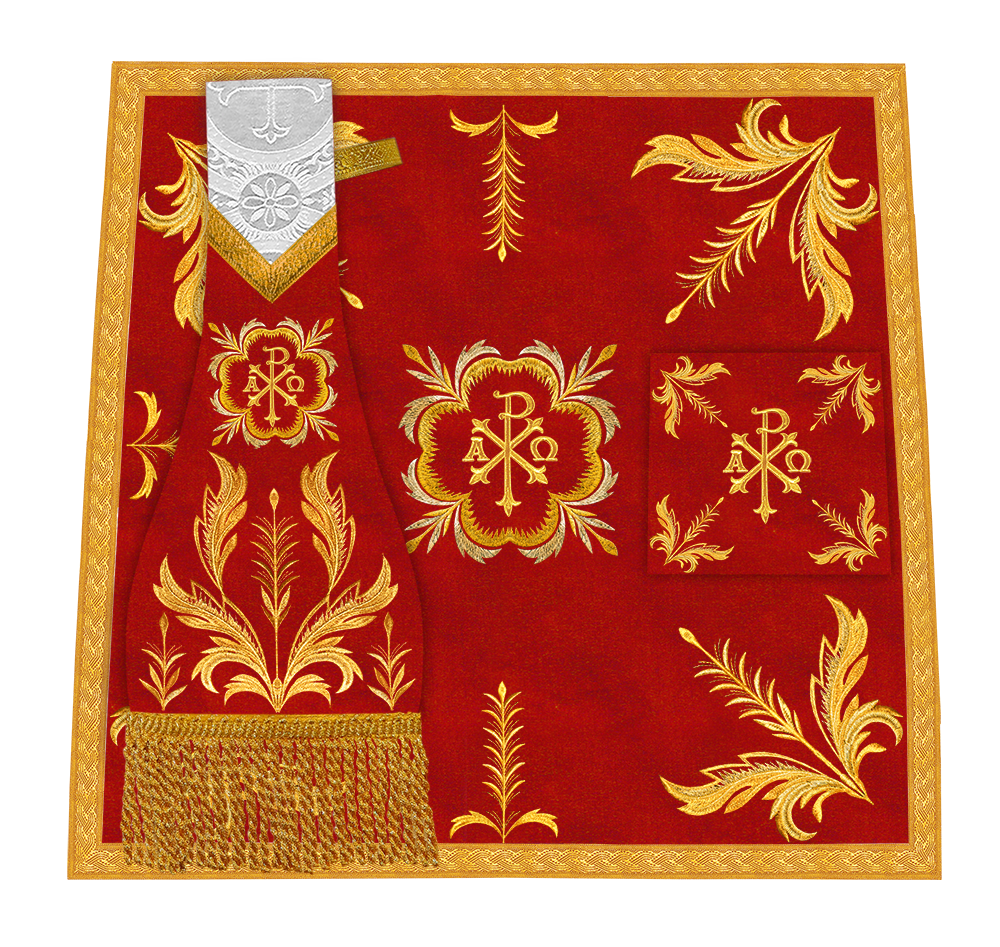 Set of Four Roman Chasuble with liturgical motifs