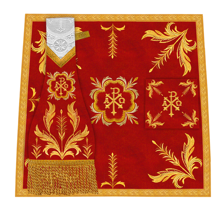 Set of Four Roman Chasuble with liturgical motifs