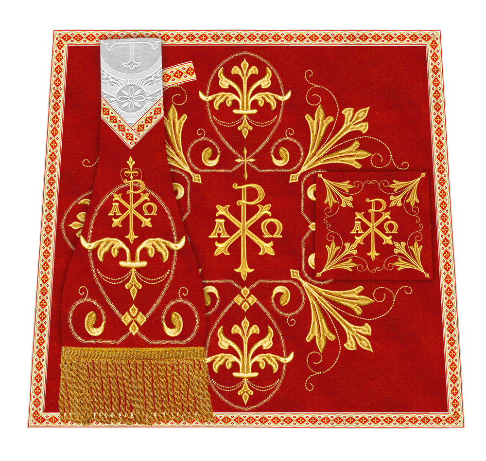 Set of Four Catholic Roman Chasuble with Spiritual Motif