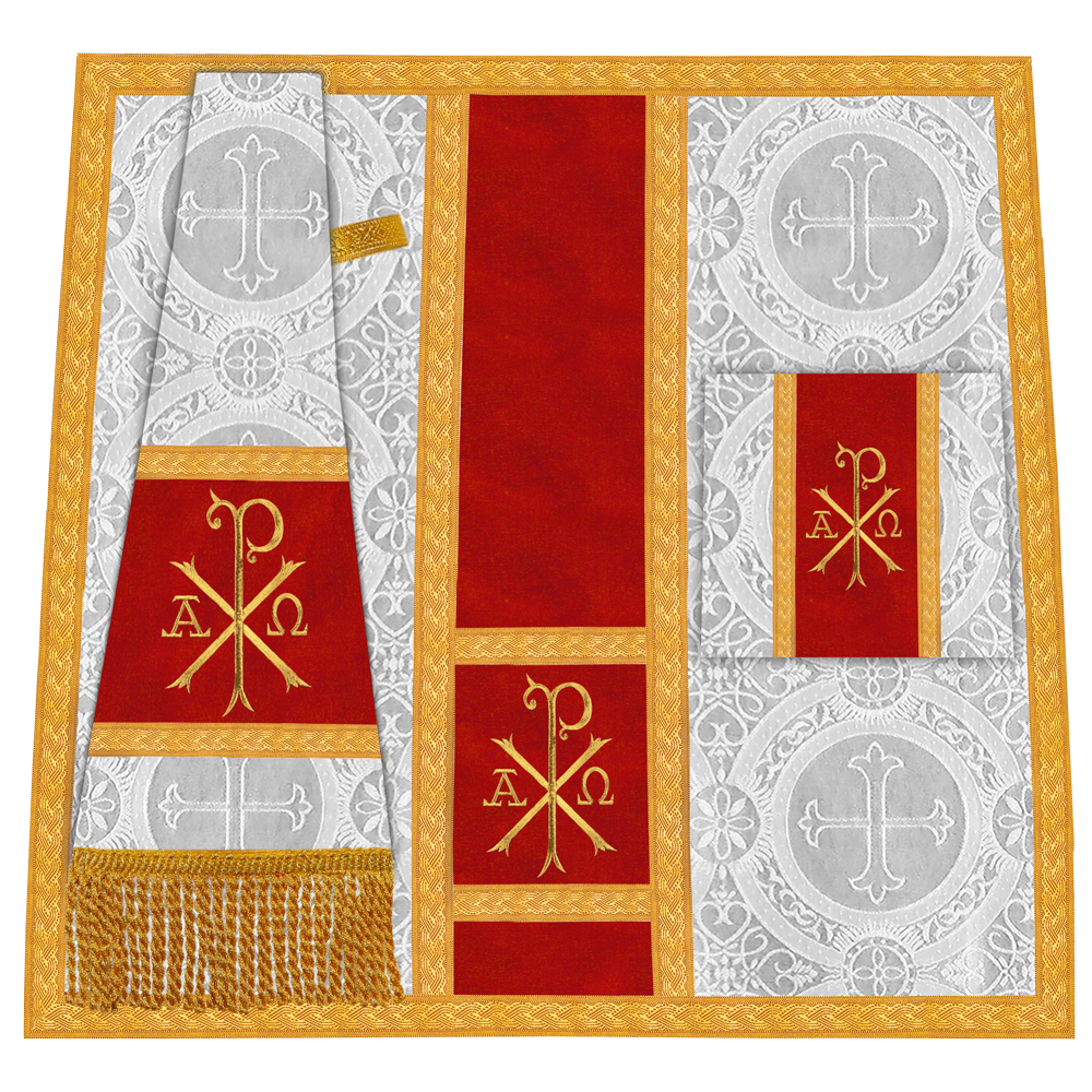 Roman Chasuble Vestment with Spiritual Motif and Ornate Braids