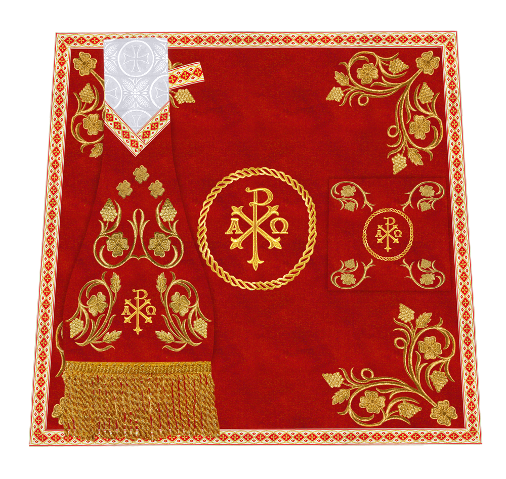 Embroidered Altar Cloth Embellished with Spiritual Motifs