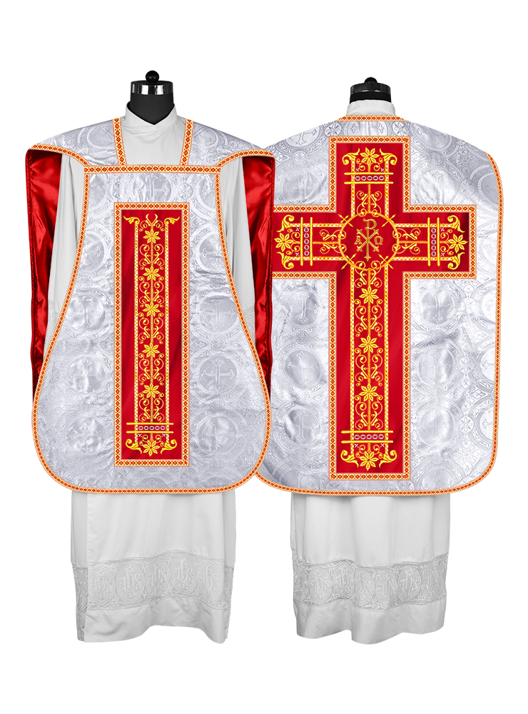 Roman Chasuble Vestment Enhanced With Orphrey and Trims