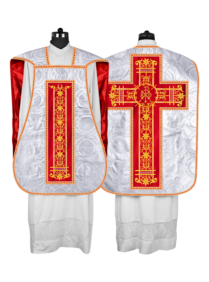 Roman Chasuble Vestment Enhanced With Orphrey and Trims