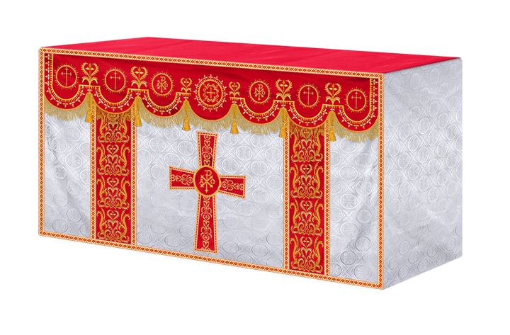 Embroidered Altar Frontal with Ornate Orphrey & Cross Design