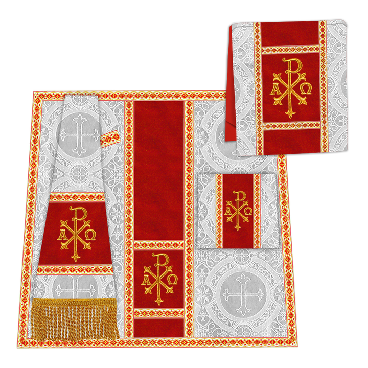 Gothic Chasuble with Embroidered Motif and Plain Orphrey