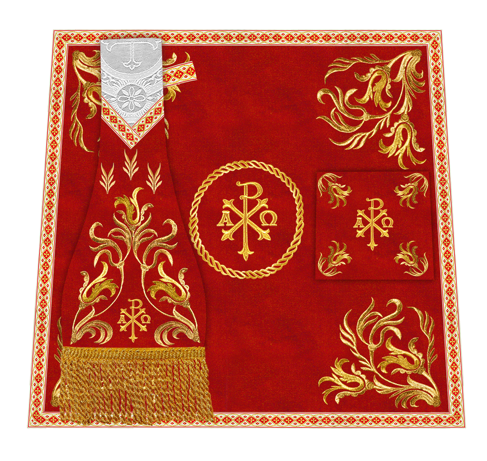 Roman Chasuble Vestment With Woven Braids and Trims