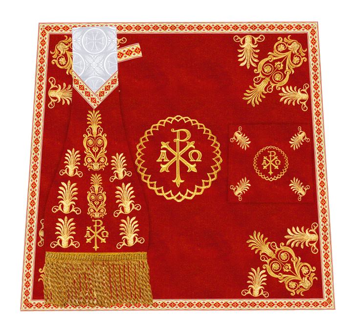 Traditional Altar Cloth with Embroidered Cross & Braided Trims