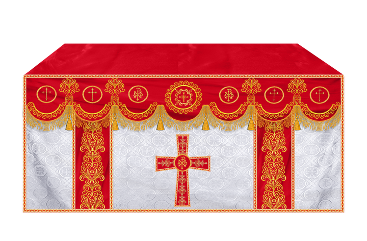 Ornate Altar Cloth with Gold Embroidery & Gothic Cross Design