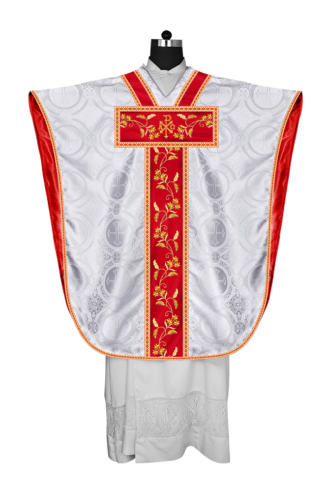 Borromean Chasuble Vestment Ornated With Floral Design and Trims