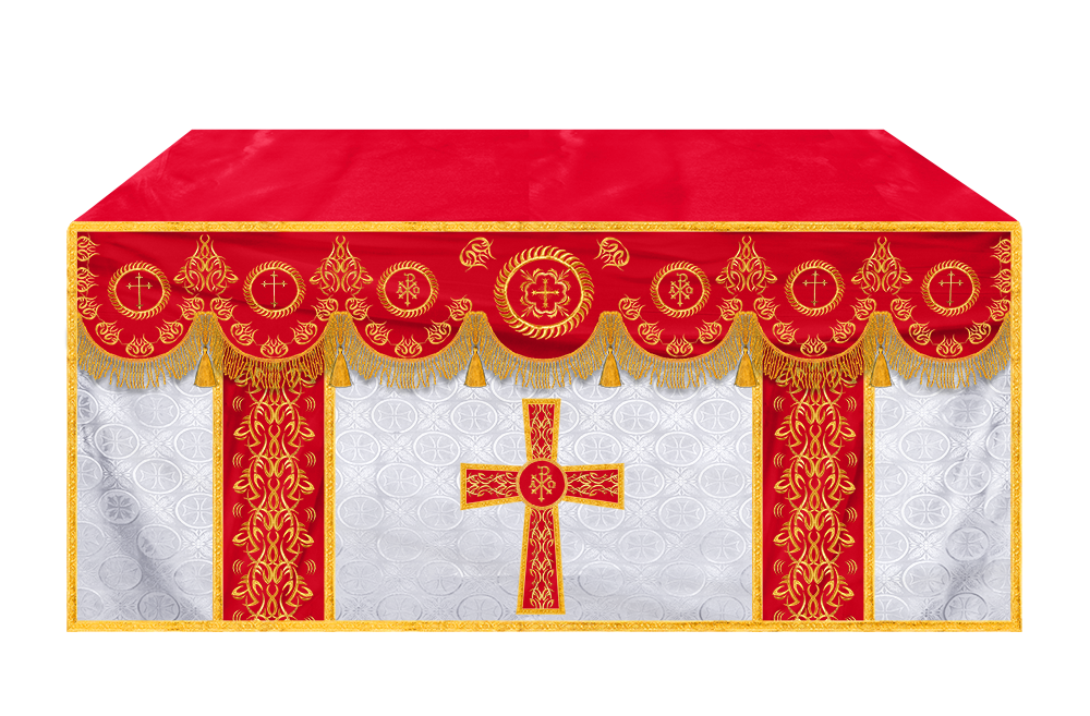 Liturgical Altar Table Cloth with Elegant Embroidery Trims