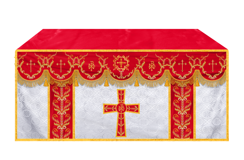 Handcrafted Church Altar Cloth with Detailed Embroidered Trims