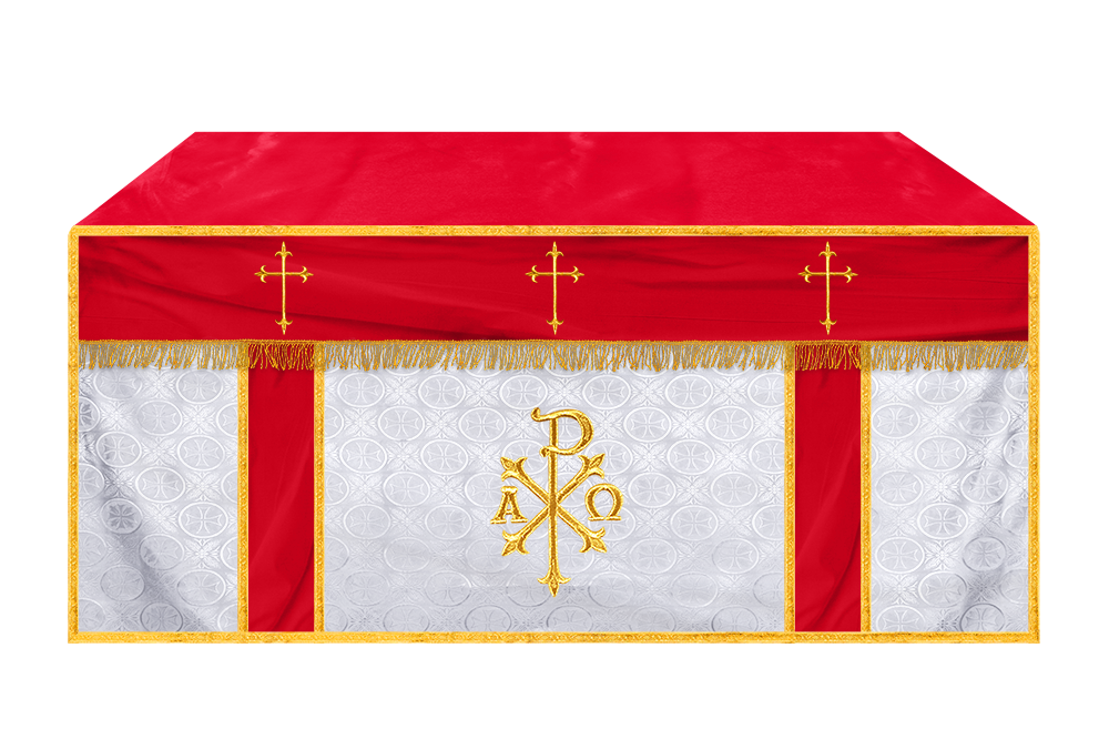 Church Altar Cloth with Embroidered PAX and Cross