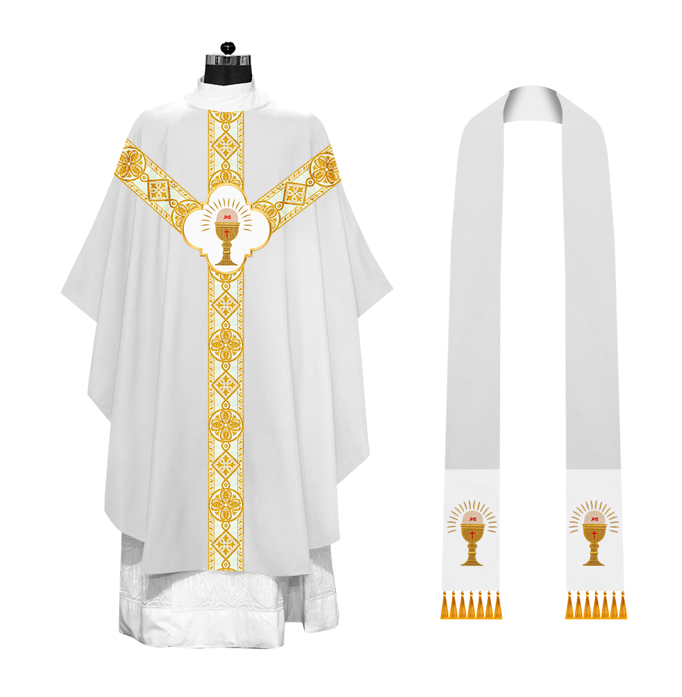 Gothic Chasuble Vestment with Motif and Trims