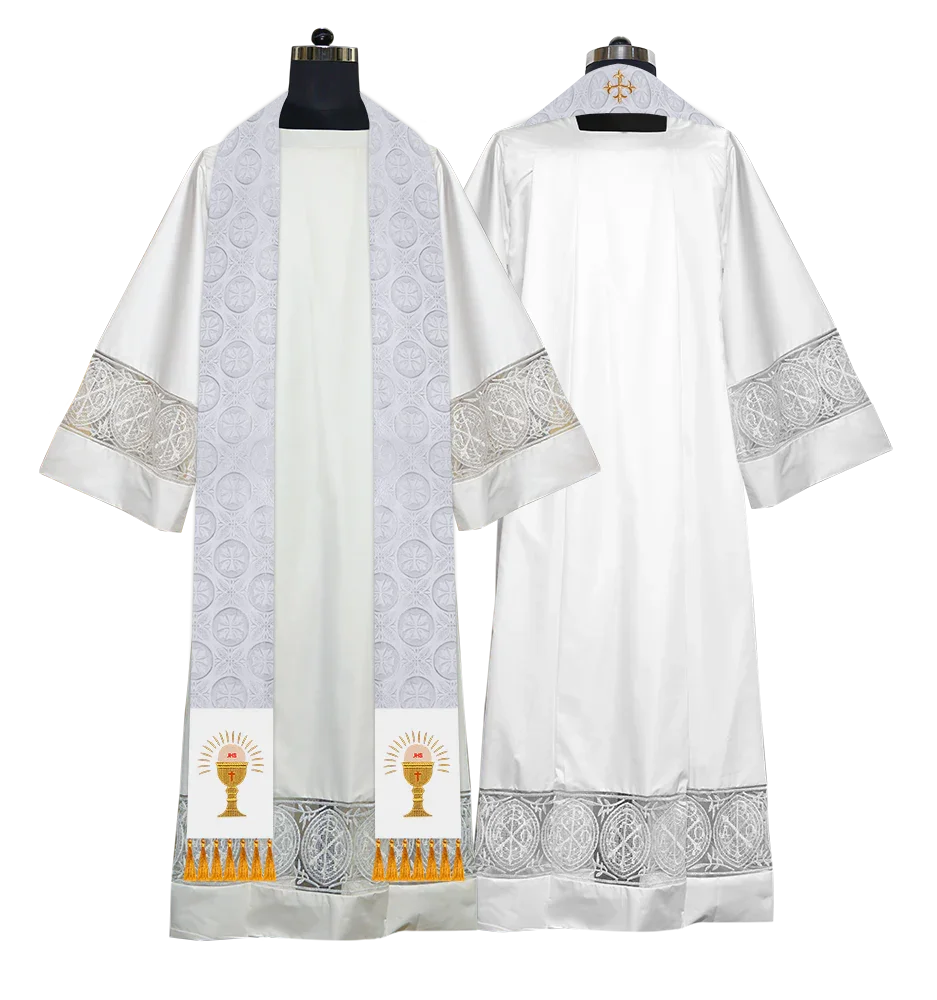 Ordination Stole with Embroidered Spiritual Motif