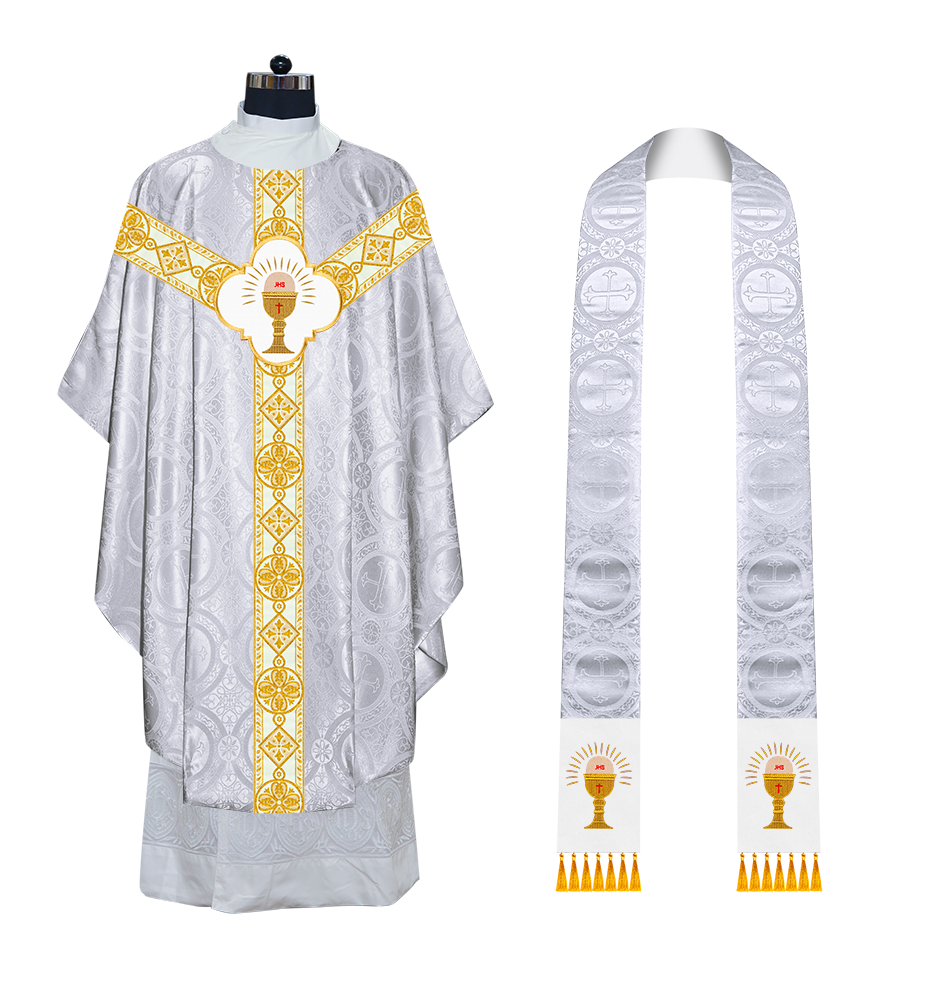 Gothic Chasuble Vestment with Motif and Trims