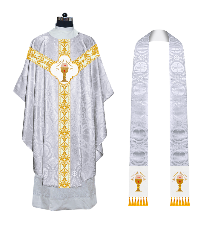 Gothic Chasuble Vestment with Motif and Trims