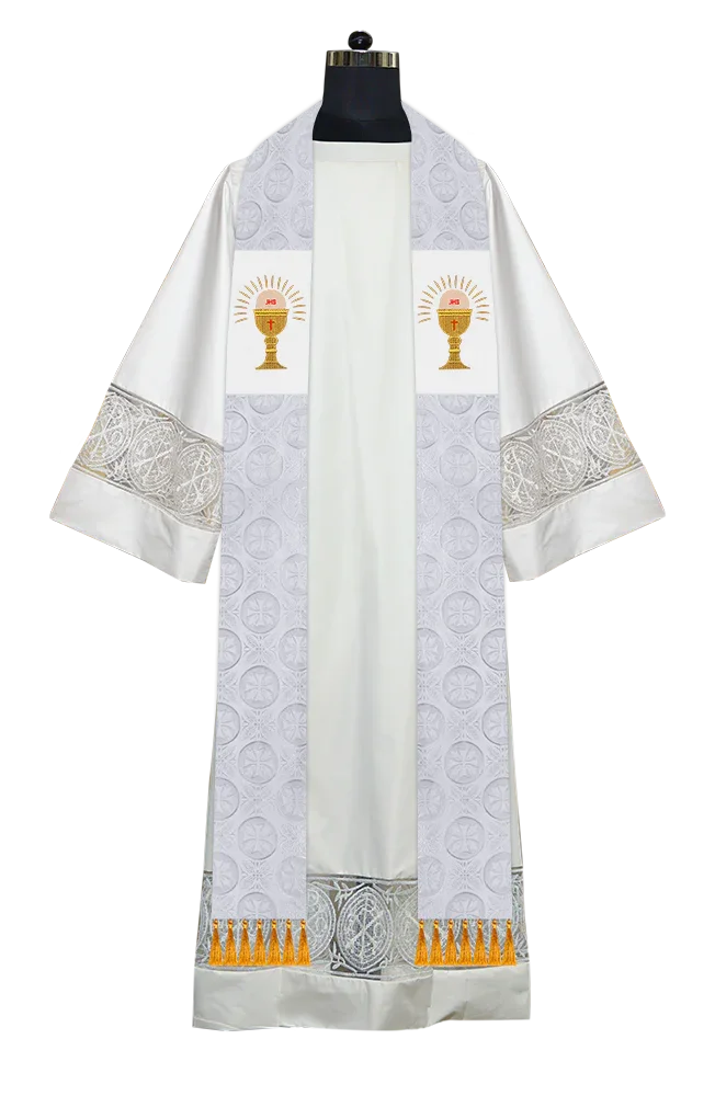 Ordination Stole with Embroidered Spiritual Motif