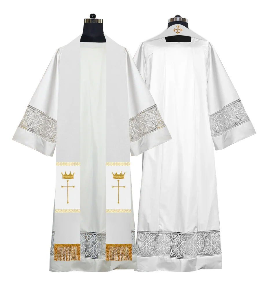 Pastor Clergy Stole with Spiritual Cross and Crown Embroidery
