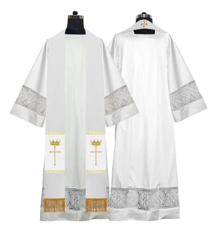 Pastor Clergy Stole with Spiritual Cross and Crown Embroidery
