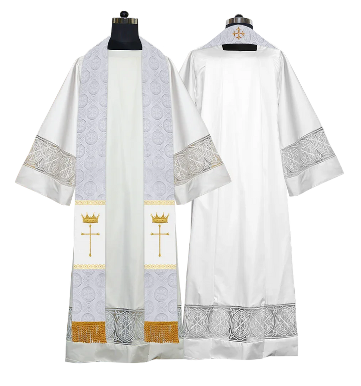 Handmade Pastor Stole with Spiritual Embroidered Motif & Trims