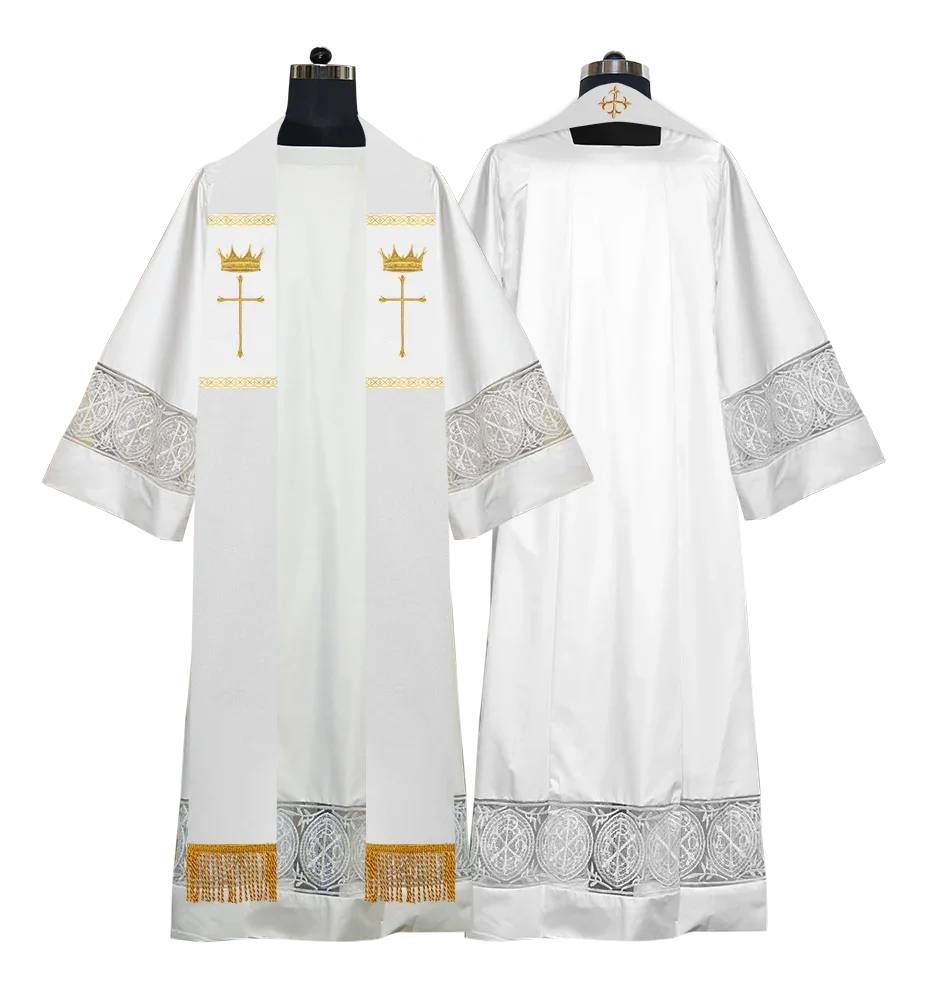 Pastor Clergy Stole with Spiritual Cross and Crown Embroidery