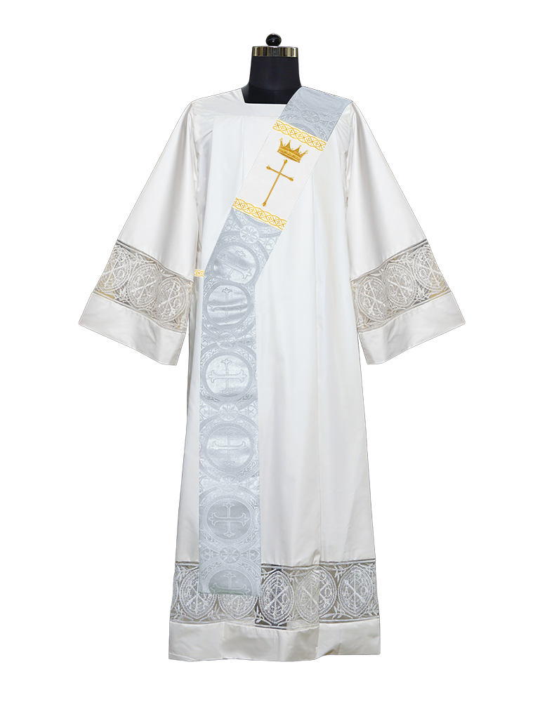 Deacon Stole with Crown and Cross Embroidery