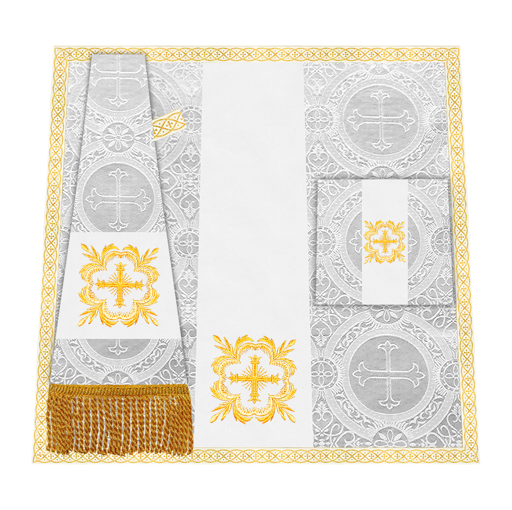 Liturgical Cross Embroidered Mass Set and braided trims