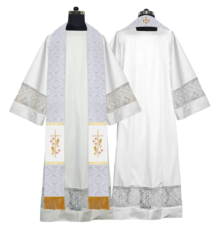Handmade Pastor Stole with Spiritual Embroidered Motif & Trims