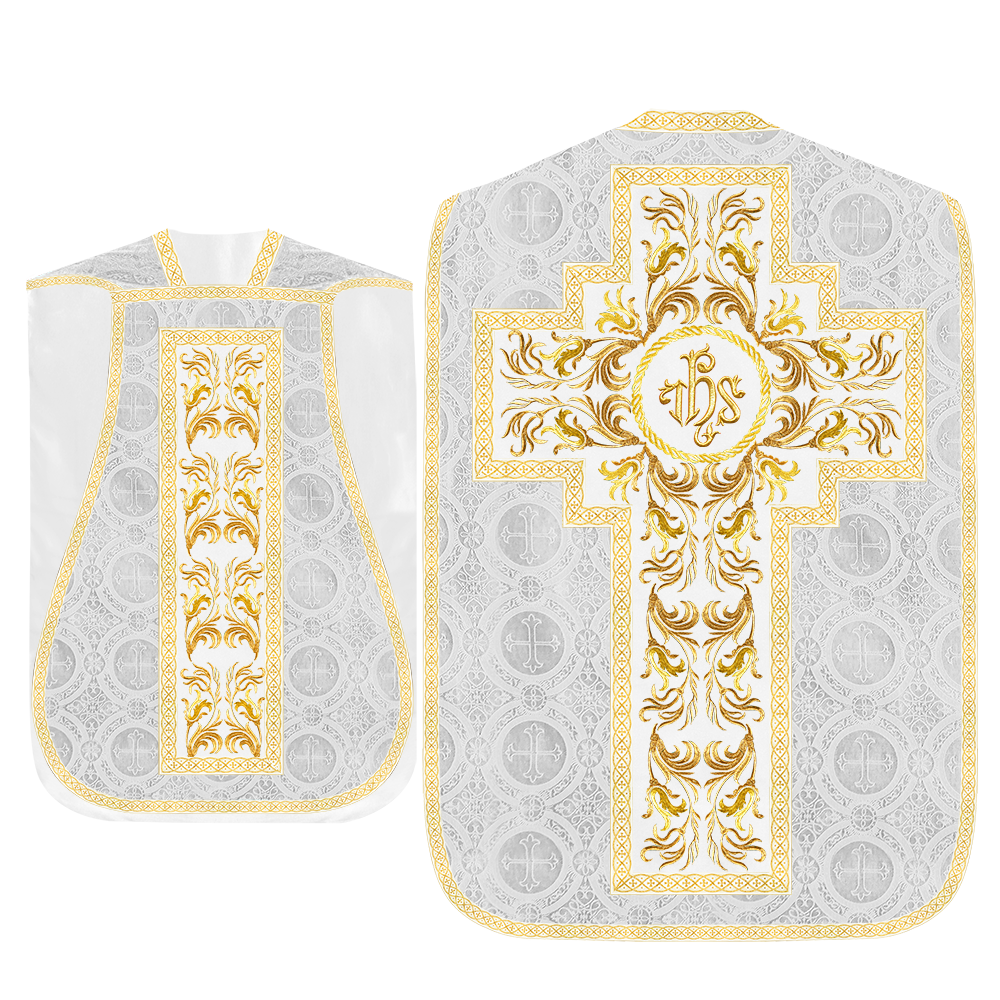 Roman Chasuble Vestment With Woven Braids and Trims