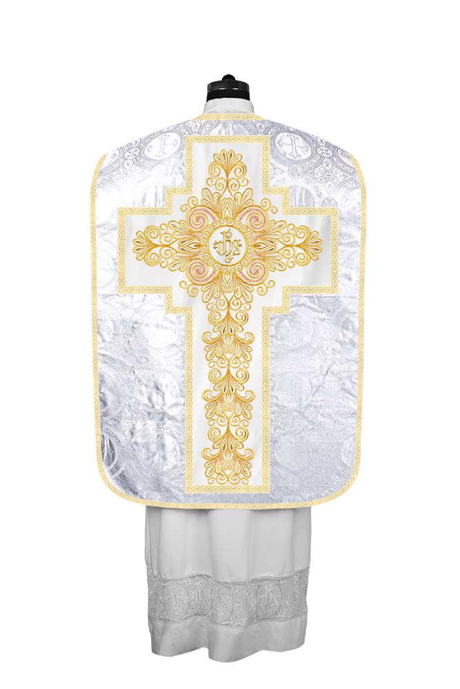 Roman Chasuble Vestment enriched With Coloured Braids and Trims