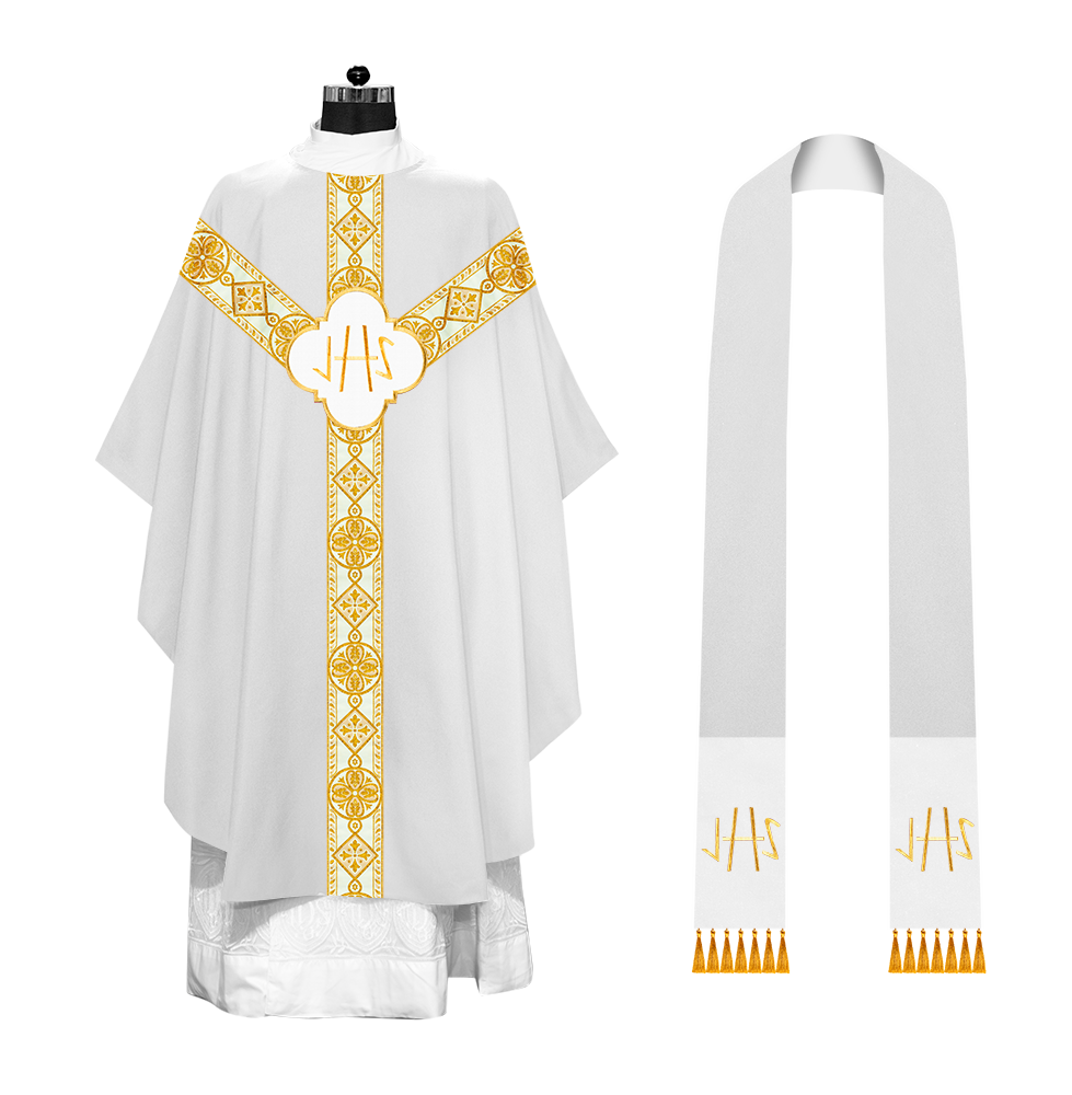 Gothic Chasuble Vestment with Motif and Trims