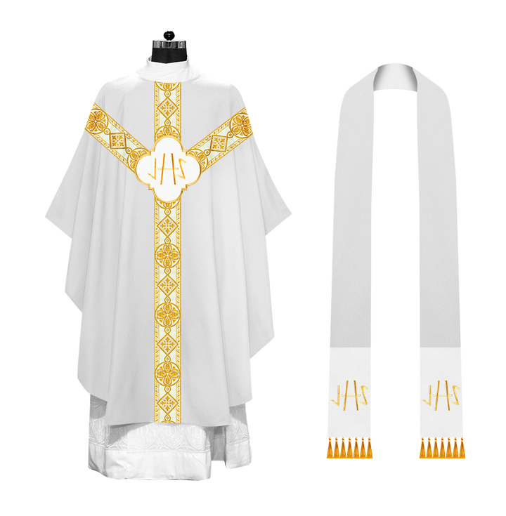 Gothic Chasuble Vestment with Motif and Trims