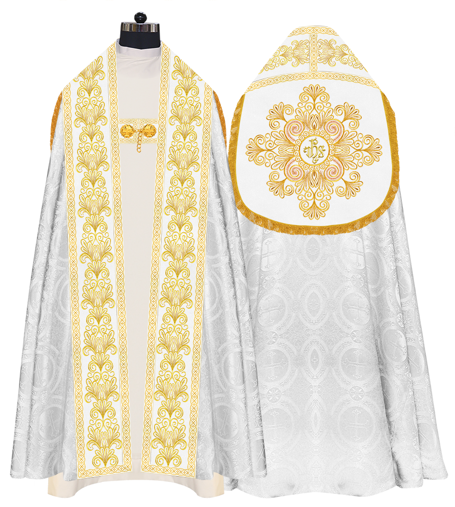 Roman Cope Vestment with Spiritual Motif and Adorned Embroidery