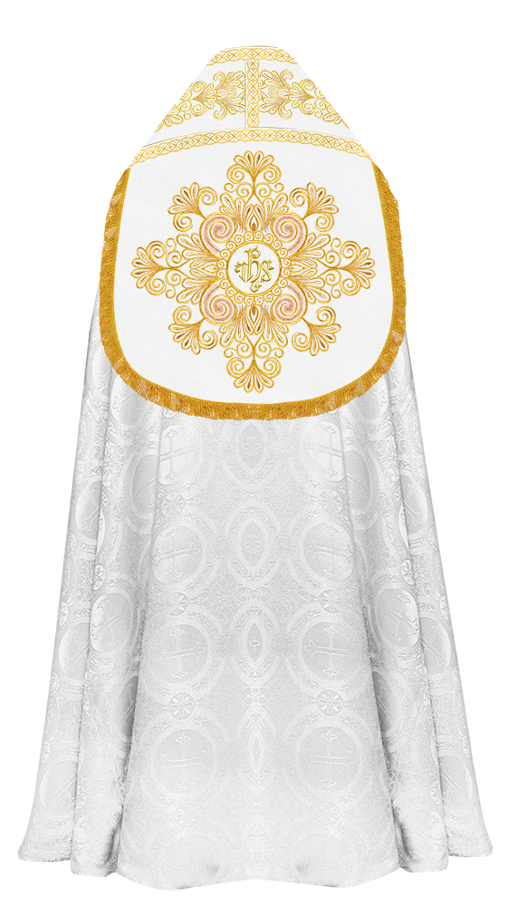 Roman Cope Vestment with Spiritual Motif and Adorned Embroidery