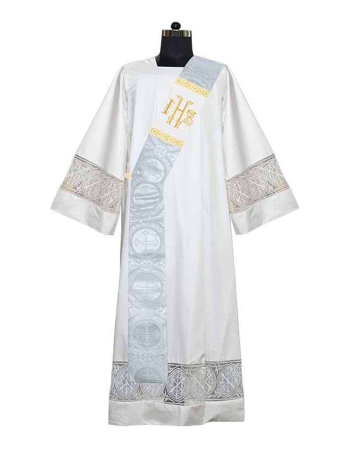 Deacon Stole with IHS Embroidered Spiritual Motifs