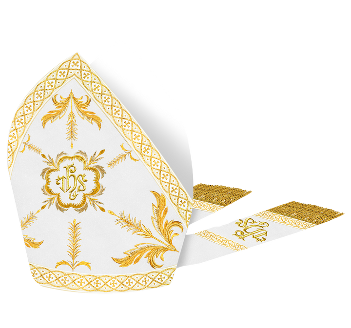 Mitre with Adorned Embroidery Motif and Trims