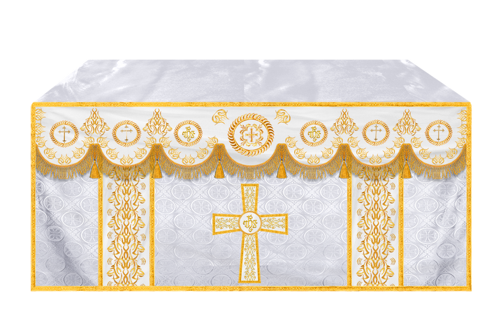 Liturgical Altar Table Cloth with Elegant Embroidery Trims