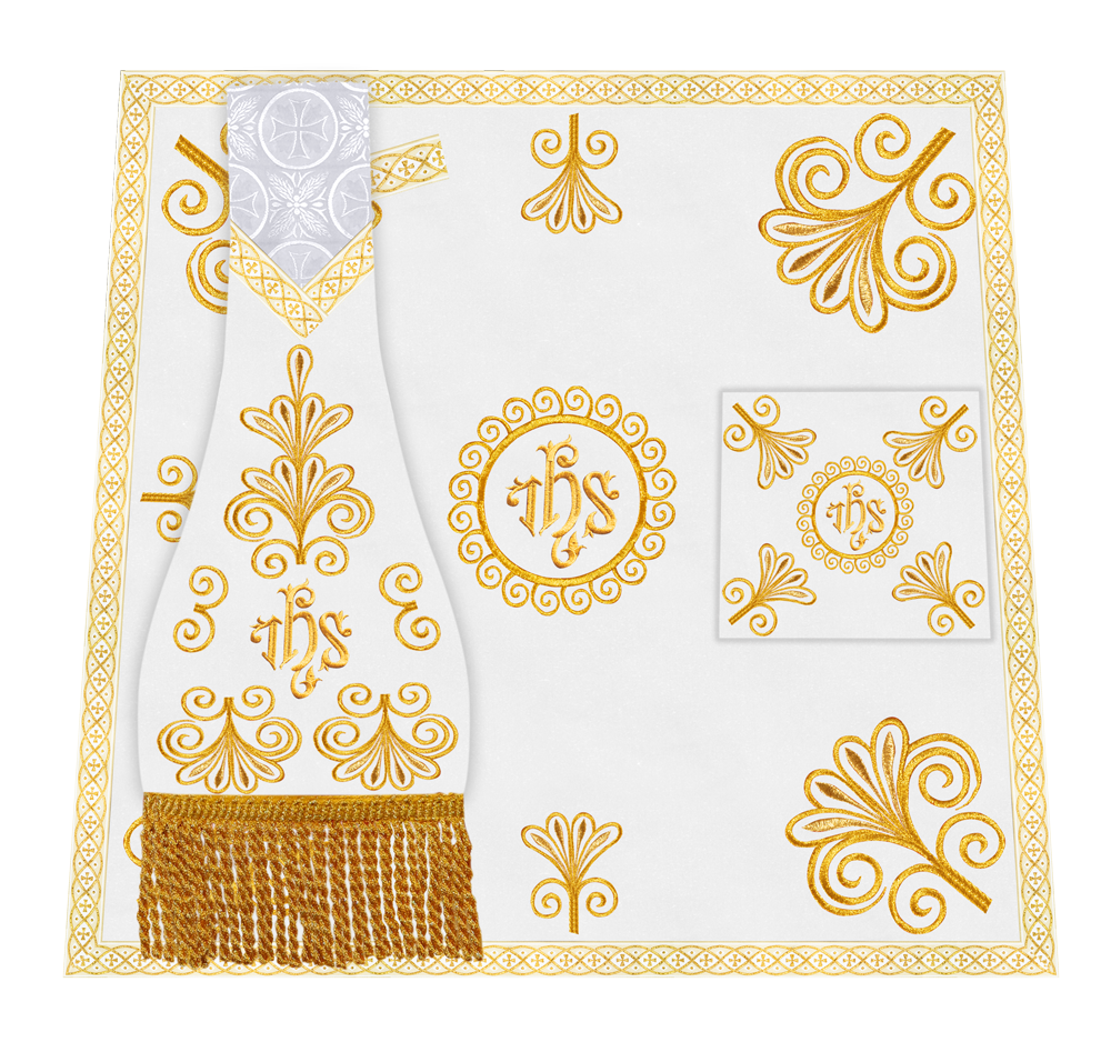 Ornate Altar Cloth with Gold Embroidery & Gothic Cross Design