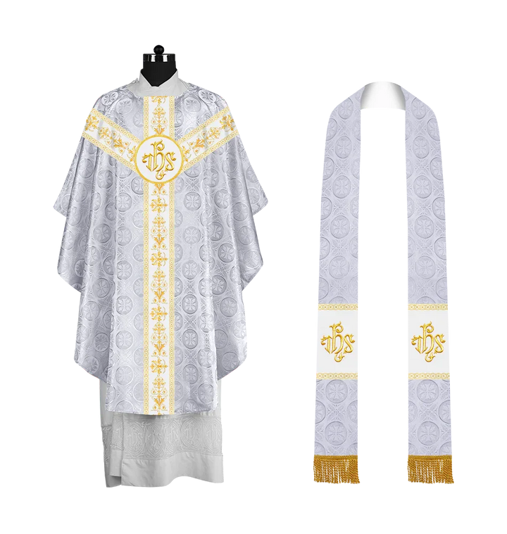 Elegant Gothic Chasuble with Embroidered Motif & Y-type Orphrey